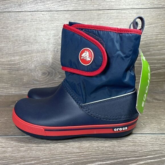 NEW Crocs Crocband II.5 Gust Navy Blue Red Little Boy Sz 1 Relaxed Fit Snow Boot - Picture 3 of 11